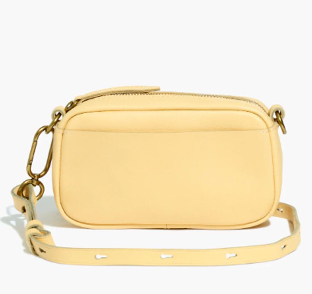 Madewell light yellow The Leather Carabiner Mini Crossbody Bag